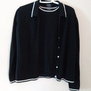 City Silk Black Sweater Set Size M 70% Silk beawen